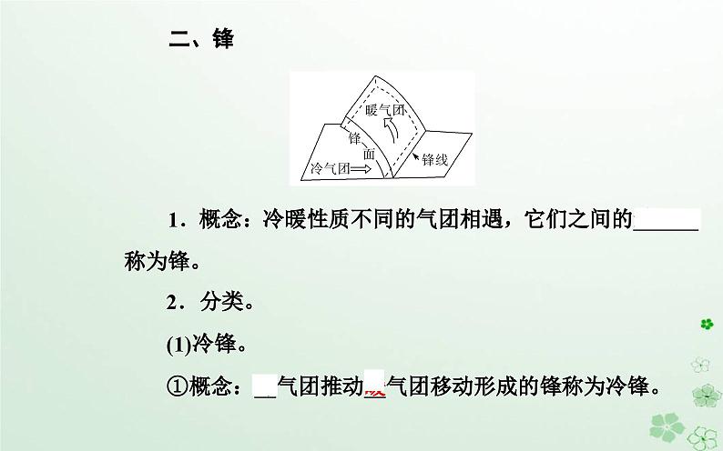 新教材2023高中地理第三章天气的成因与气候的形成第一节常见天气现象及成因第1课时常见天气系统课件中图版选择性必修106