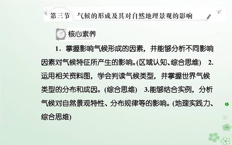 新教材2023高中地理第三章天气的成因与气候的形成第三节气候的形成及其对自然地理景观的影响课件中图版选择性必修102