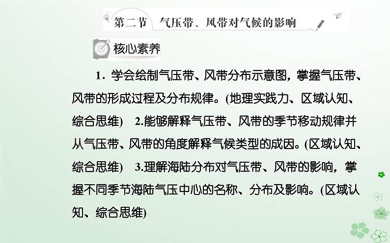 新教材2023高中地理第三章天气的成因与气候的形成第二节气压带风带对气候的影响课件中图版选择性必修102