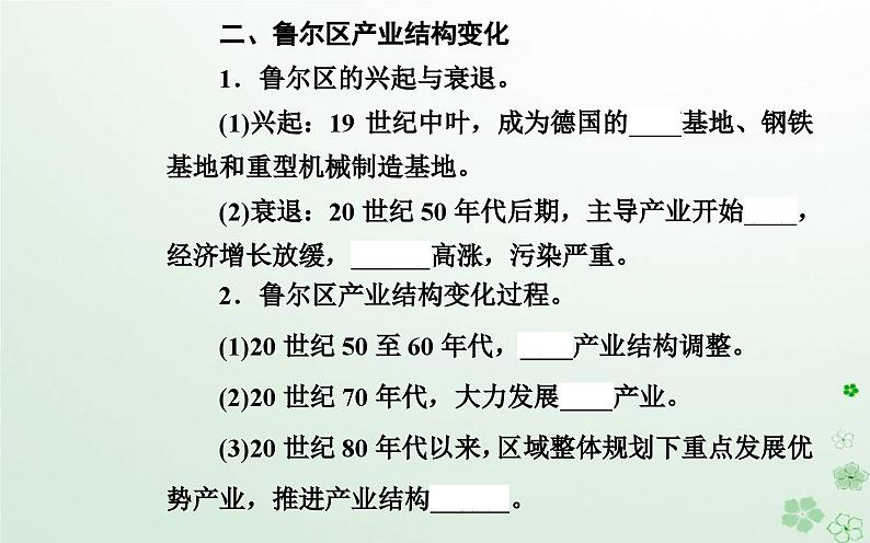 新教材2023高中地理第二章区域发展第二节德国鲁尔区的产业结构变化课件中图版选择性必修205