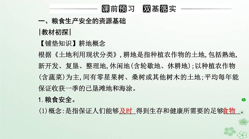 新教材2023高中地理第二章资源安全与国家安全第三节中国的耕地资源与粮食安全课件新人教版选择性必修303