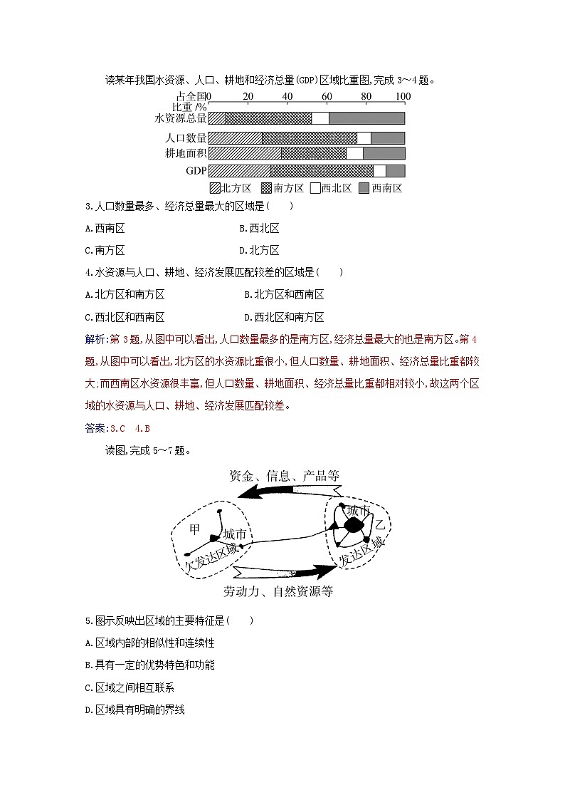 新教材2023高中地理第一章区域与区域发展第二节区域整体性和关联性同步测试新人教版选择性必修2第2页