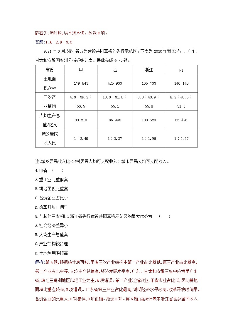 新教材2023高中地理第二章资源环境与区域发展第一节区域发展的自然环境基础同步测试新人教版选择性必修202