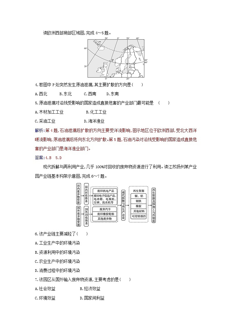 新教材2023高中地理第三章环境安全与国家安全第二节环境污染与国家安全同步测试新人教版选择性必修3第2页