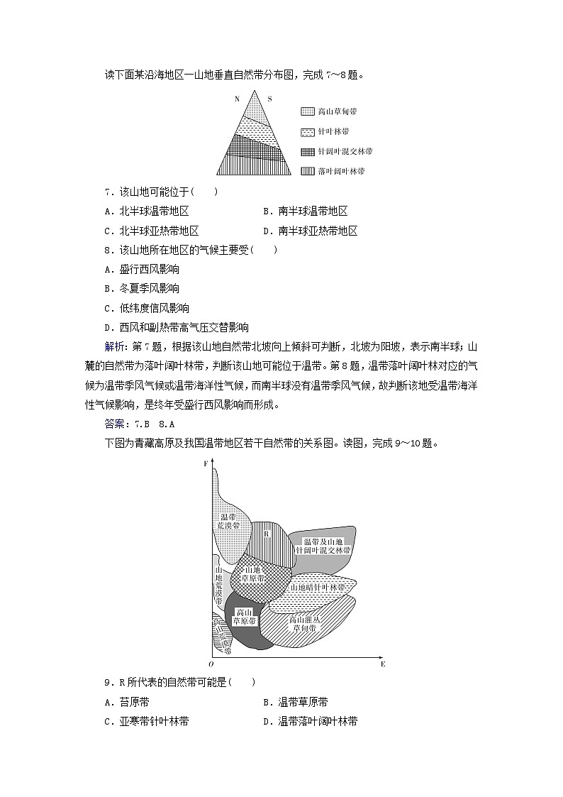 新教材2023高中地理章末综合检测卷五第五章自然地理环境的整体性和地域分异规律中图版选择性必修103