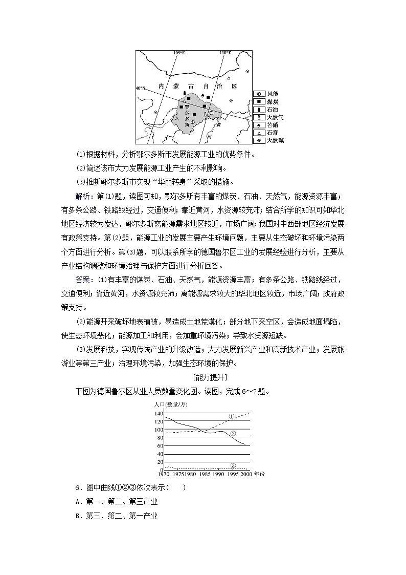 新教材2023高中地理第二章区域发展第二节德国鲁尔区的产业结构变化同步测试中图版选择性必修203