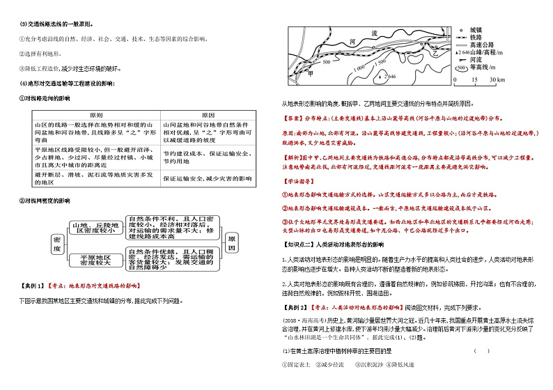 第二章 岩石圈与地表形态  第三节  地表形态与人类活动学案（教师版）第2页