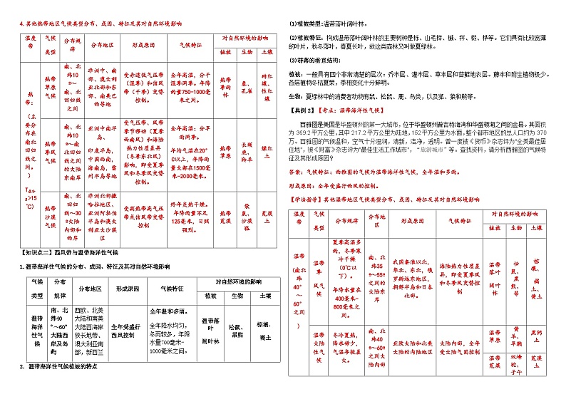 3.2 气压带、风带与气候学案 - 2023-2024学年高二地理同步教学（湘教版2019选择性必修1）02