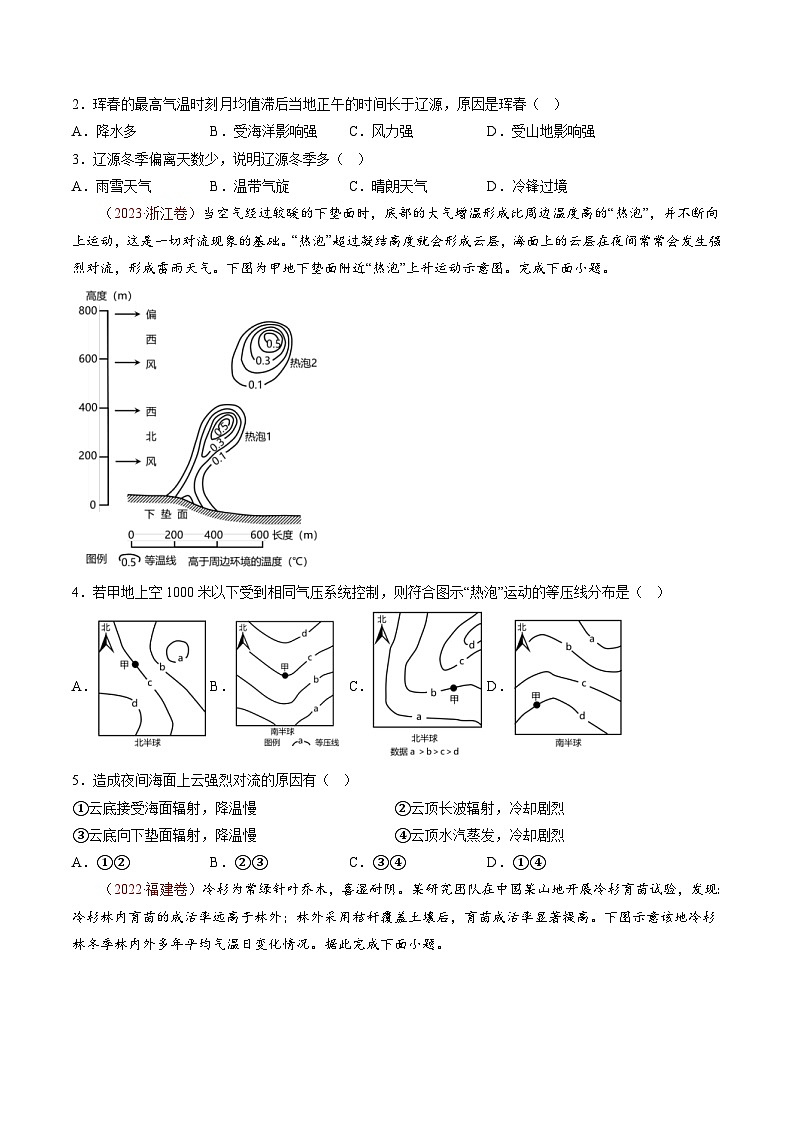 十年(14-23)高考地理真题分项汇编专题04  地球上的大气（原卷版）第2页