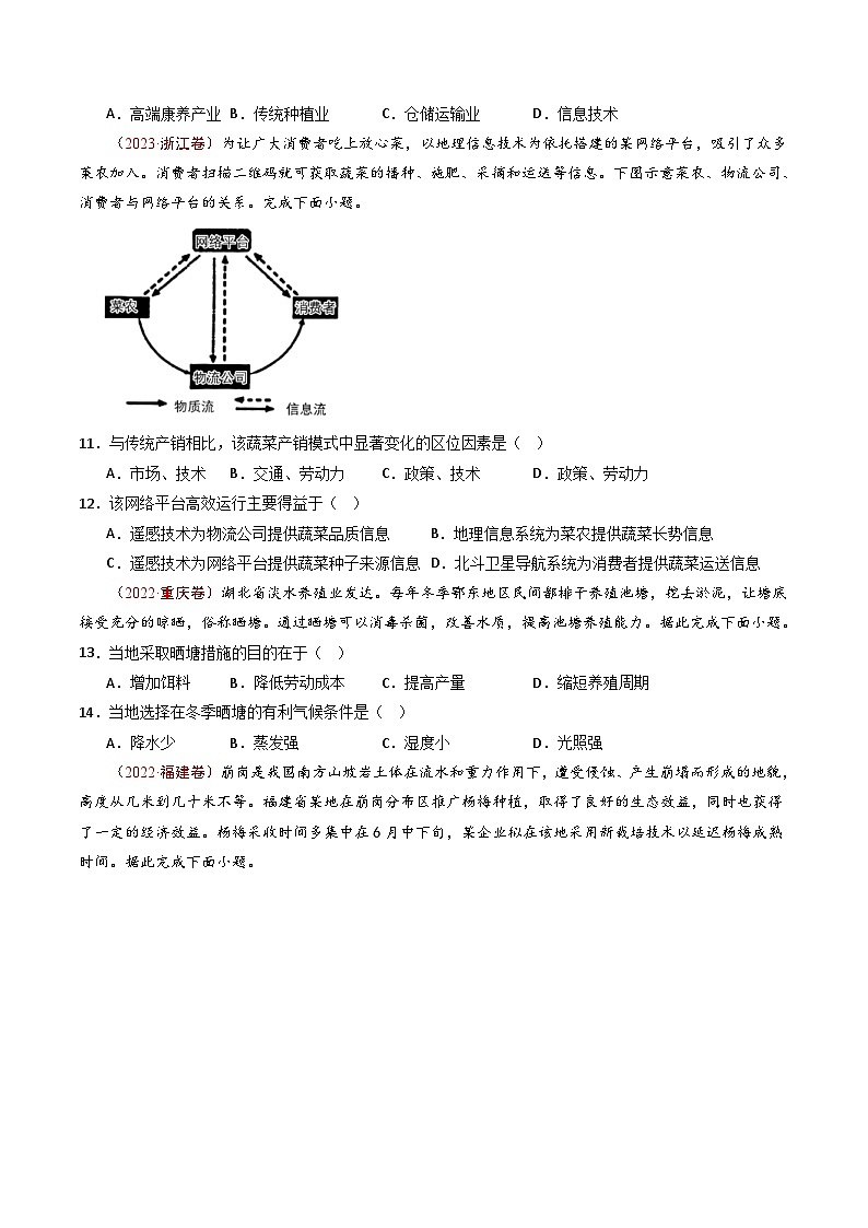 十年(14-23)高考地理真题分项汇编专题11 区域产业活动（2份打包，原卷版+解析版）03