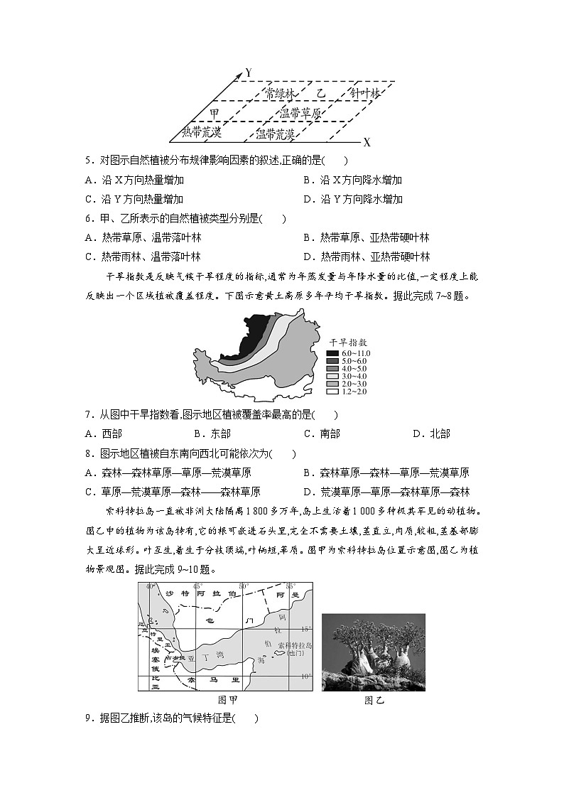 中图版2019 高中地理 必修第一册 2.7植被与自然地理环境的关系（练习）02