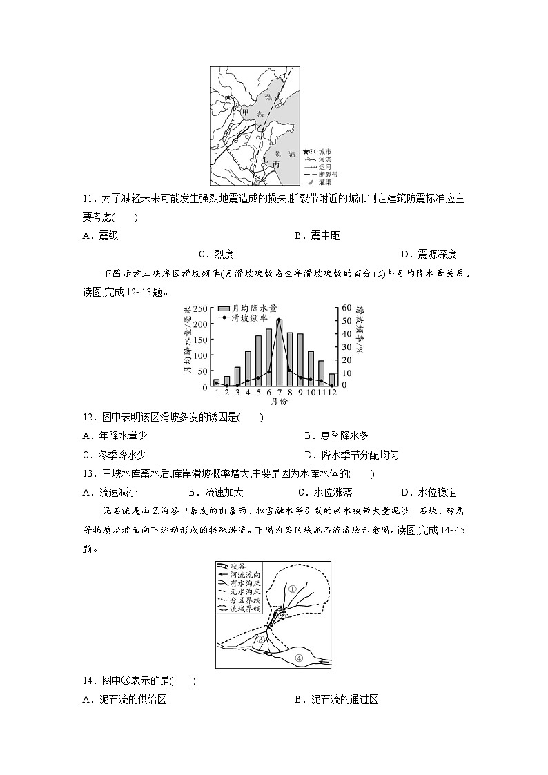 中图版2019 高中地理 必修第一册 3.1常见自然灾害及其成因（练习）03