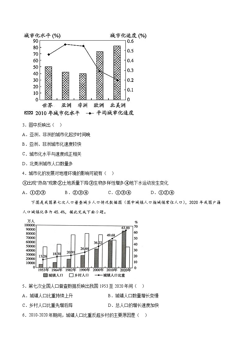 中图版2019 高中地理 必修第二册  第二章《乡村和城镇》检测题（Word版含答案）02