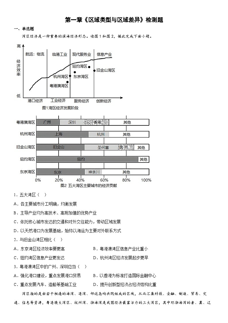 中图版2019 高中地理 选修2 第一章《区域类型与区域差异》检测题（Word版含答案）.301