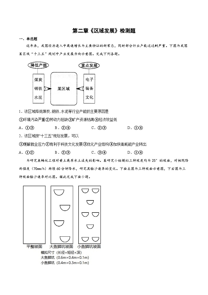 中图版2019 高中地理 选修2 第二章《区域发展》检测题（Word版含答案）.201
