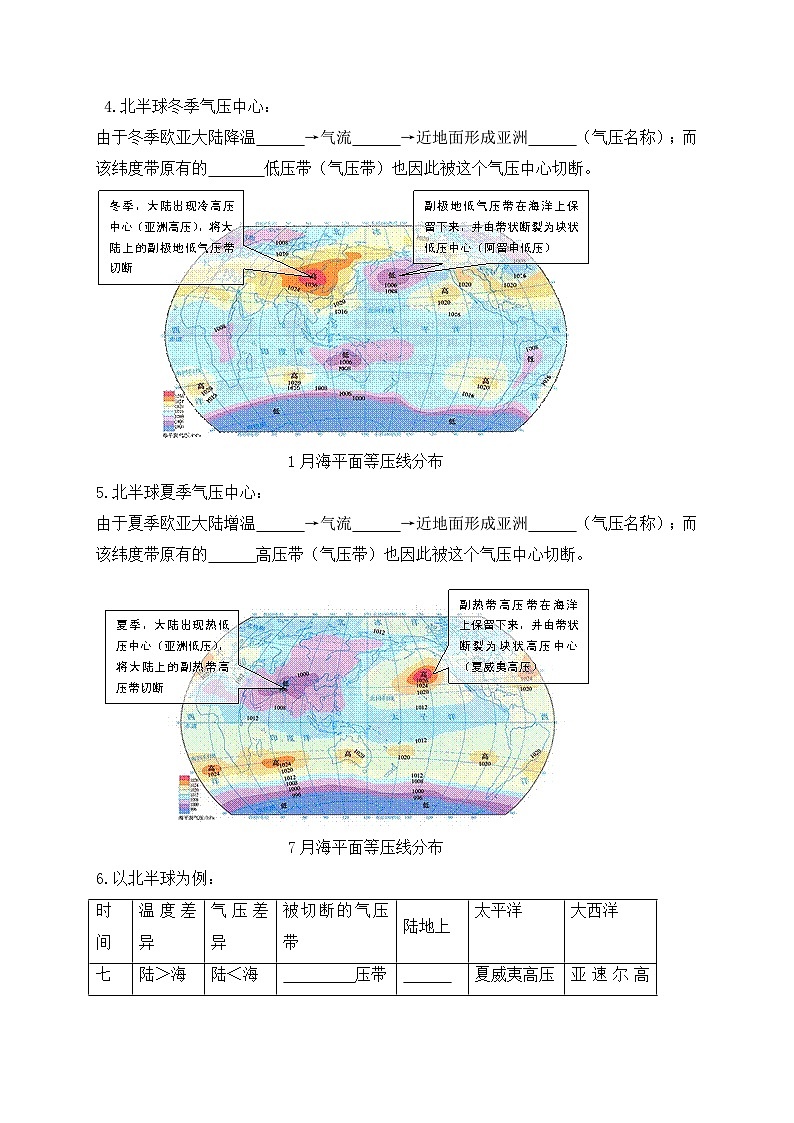 湘教版2019 高中地理 选修一3.1 气压带、风带的形成与移动 导学案（含答案）02