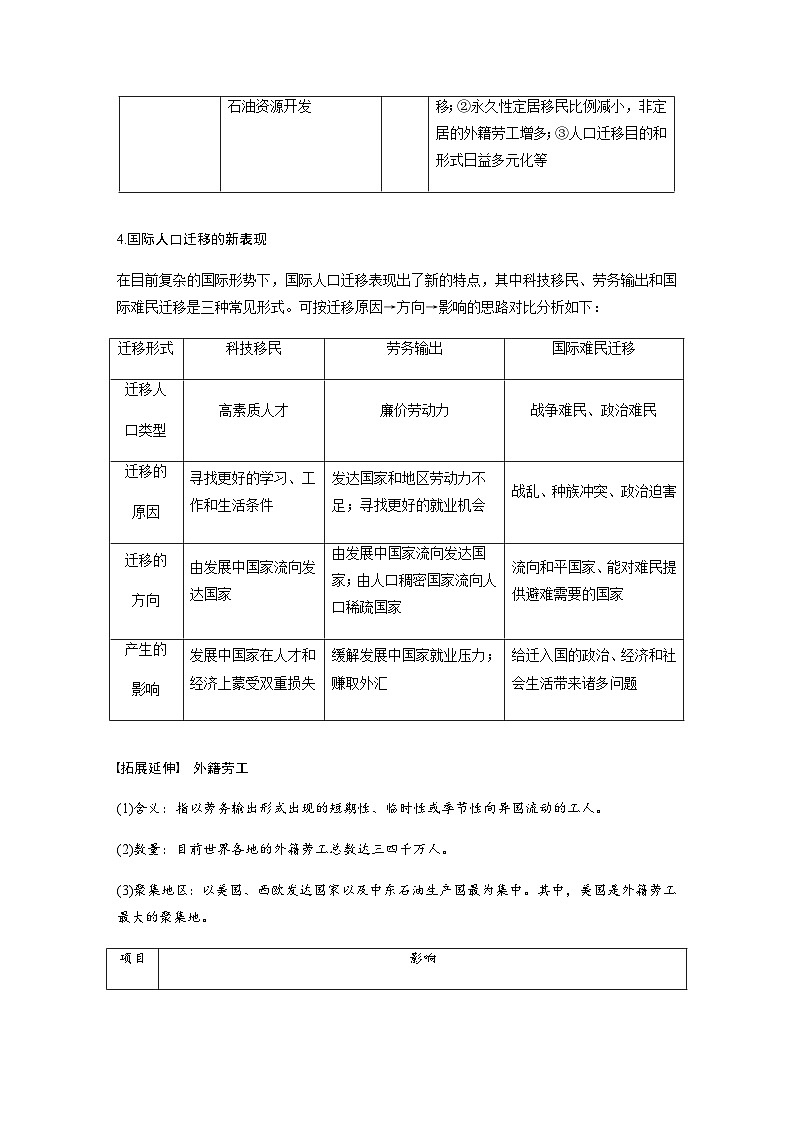 鲁教版2019 高中地理 必修第二册 第二节　人口迁移 学案（含答案）02