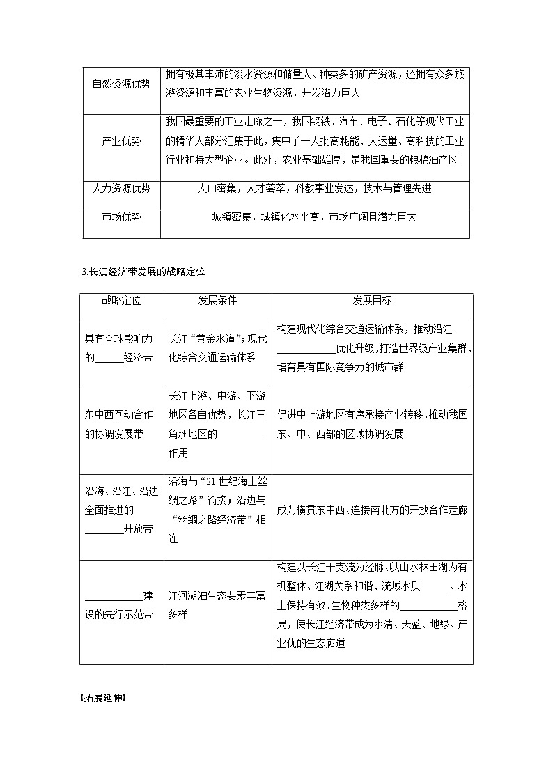鲁教版2019 高中地理 必修第二册 第四单元　第二节　长江经济带发展战略 学案（含答案）02