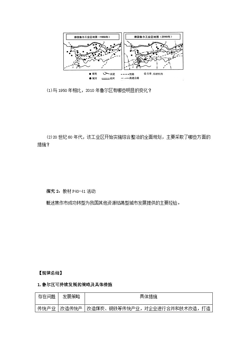 鲁教版（2019）高中地理 选修2 2.2 资源枯竭地区的发展——以德国鲁尔区为例(二) 导学案（含答案）03