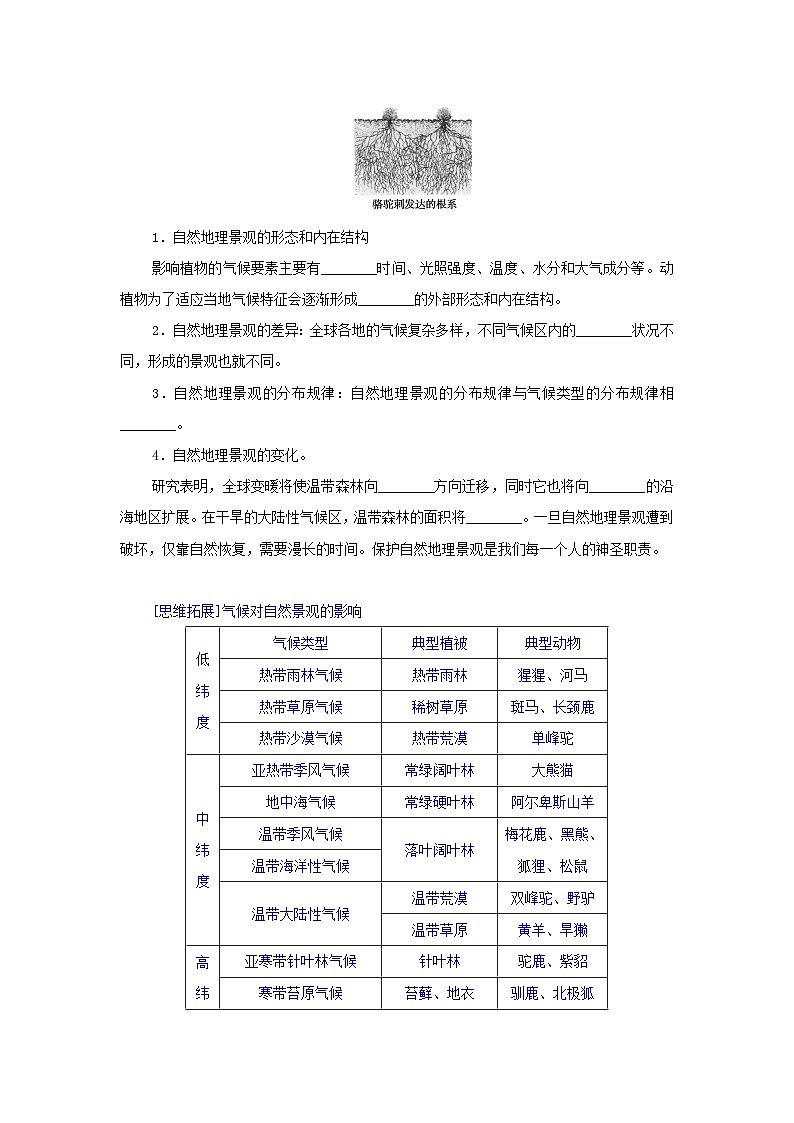 中图版2019 高中地理选修一 第三章天气的成因与气候的形成3气候的形成及其对自然地理景观的影响学案第3页