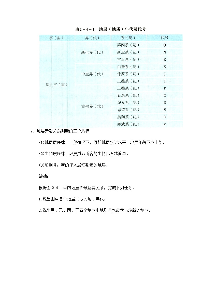 鲁教版（2019）高中地理 选修一 第二单元 单元活动 学用地质简图 教案03