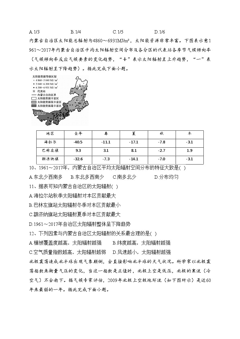 陕西省安康市2023届高三上学期第一次质量联考（一模）地理试卷（含答案）03