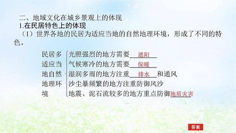 2024版新教材高考地理全程一轮总复习第二部分人文地理第十二章城镇和乡村第56课时地域文化与城乡景观课件湘教版第5页