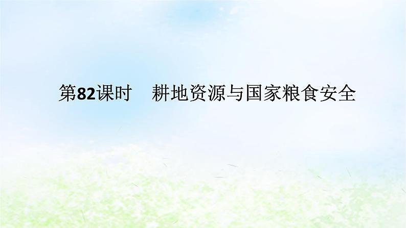 2024版新教材高考地理全程一轮总复习第四部分资源环境与国家安全第十九章自然资源与国家安全第82课时耕地资源与国家粮食安全课件湘教版01