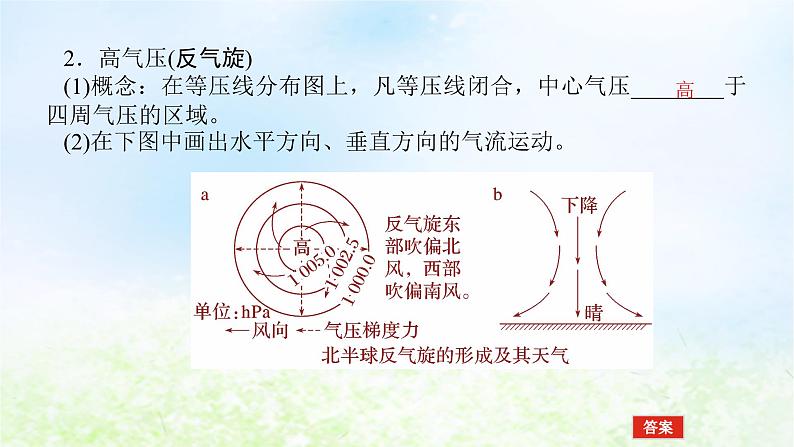 2024版新教材高考地理全程一轮总复习第一部分自然地理第七章天气系统第33课时气旋反气旋与天气课件湘教版06