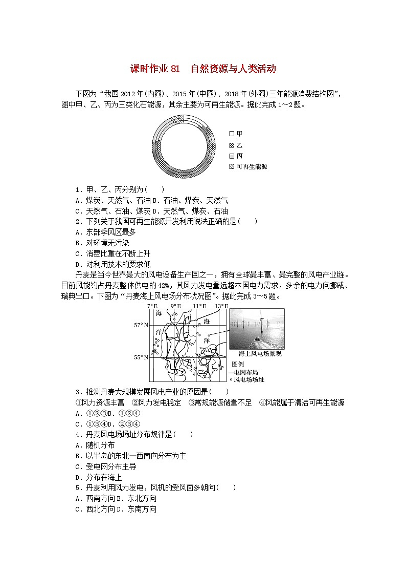 2024版新教材高考地理全程一轮总复习课时作业81自然资源与人类活动湘教版01