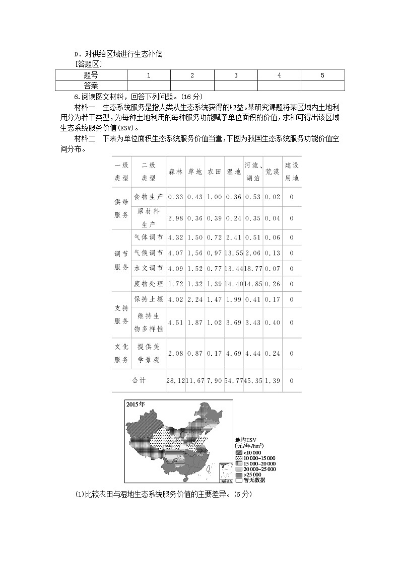 2024版新教材高考地理全程一轮总复习课时作业82自然环境的服务功能新人教版第2页