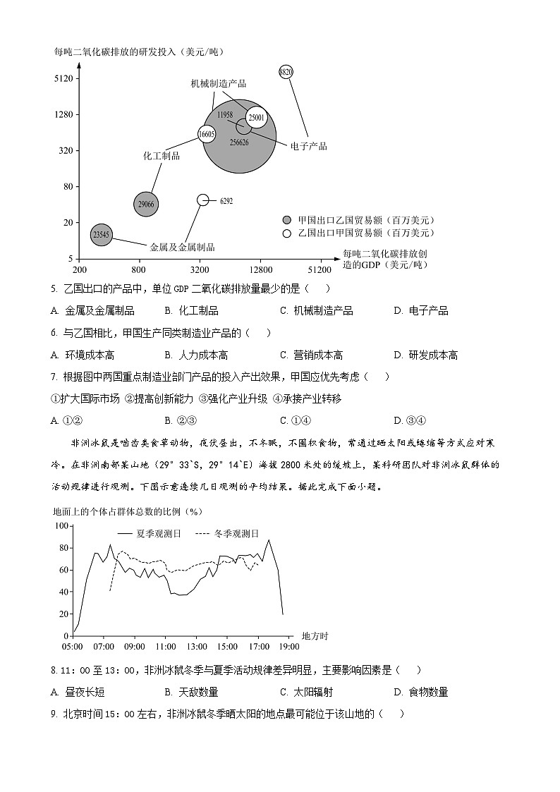 2023年新高考湖南卷地理高考真题解析（参考版）02