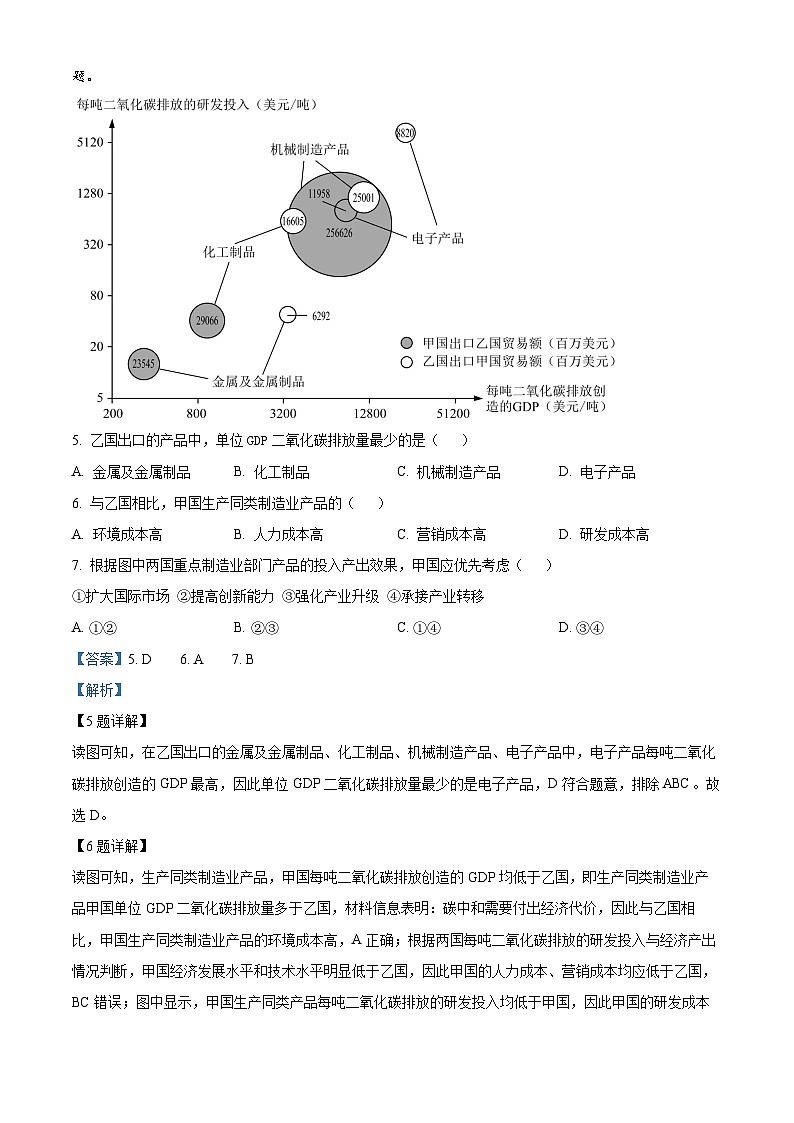 2023年新高考湖南卷地理高考真题解析（参考版）03