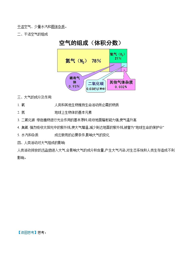 【同步讲义】高中地理（人教版2019）必修第一册--2.1《大气的组成和垂直分层》讲义02