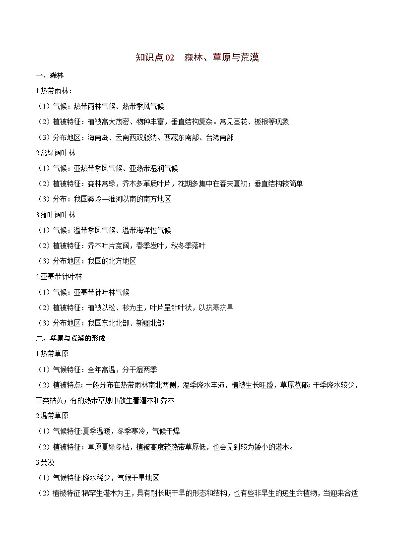 【同步讲义】高中地理（人教版2019）必修第一册--5.1《植被》讲义（原卷版）第3页
