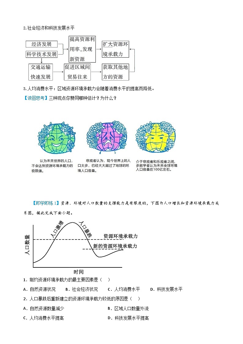 【同步讲义】高中地理（人教版2019）必修第二册--1.3《人口容量》讲义02