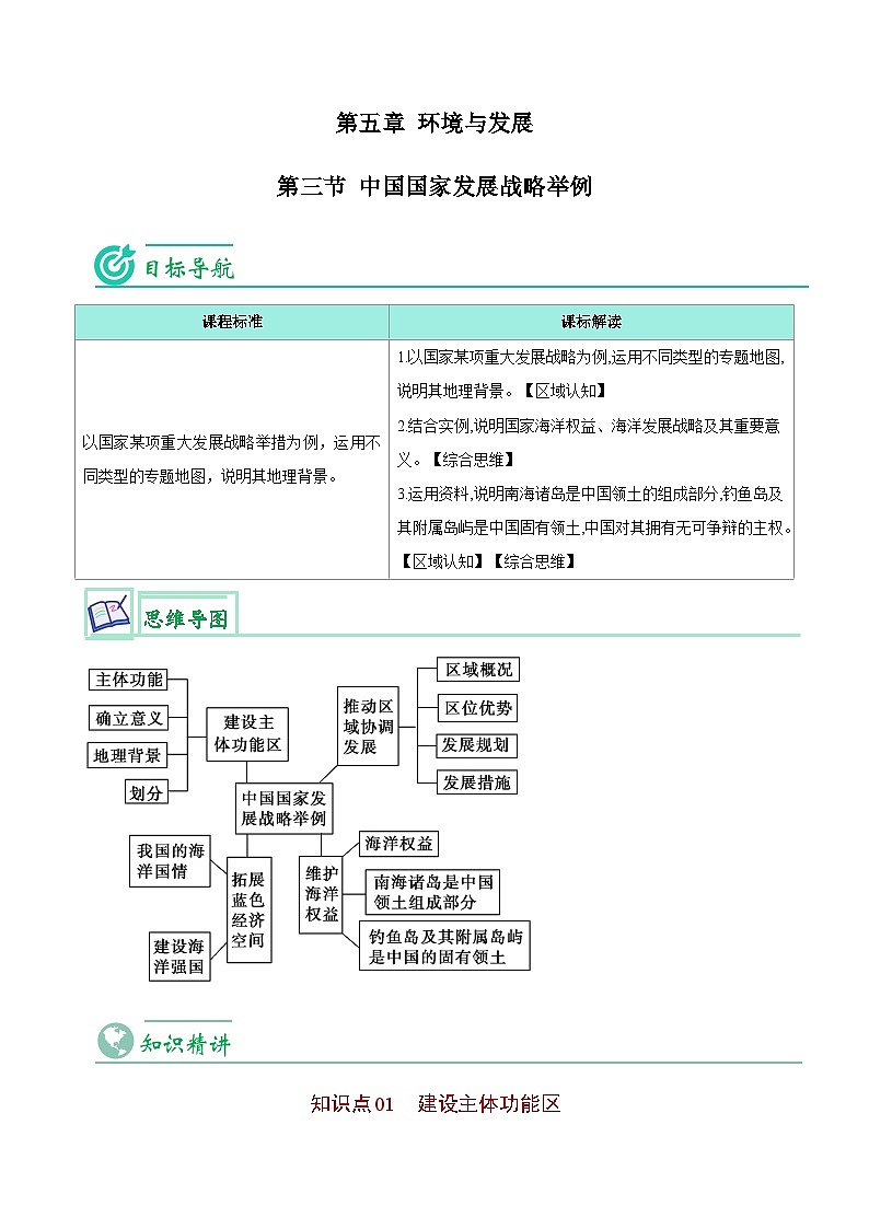 【同步讲义】高中地理（人教版2019）必修第二册--5.3《中国国家发展战略举例》讲义01