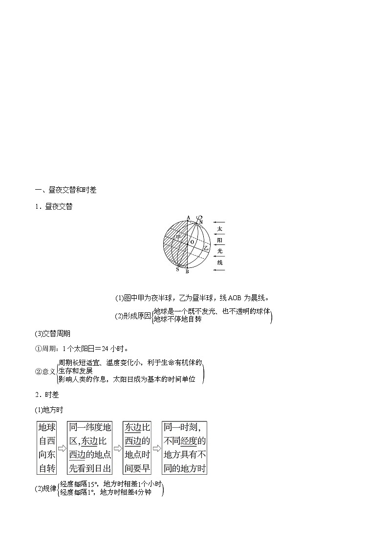 【同步讲义】高中地理（人教版2019）选修第一册--1.2《地球运动的地理意义》讲义02