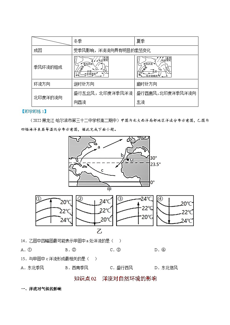 【同步讲义】高中地理（人教版2019）选修第一册--4.2《洋流》讲义03