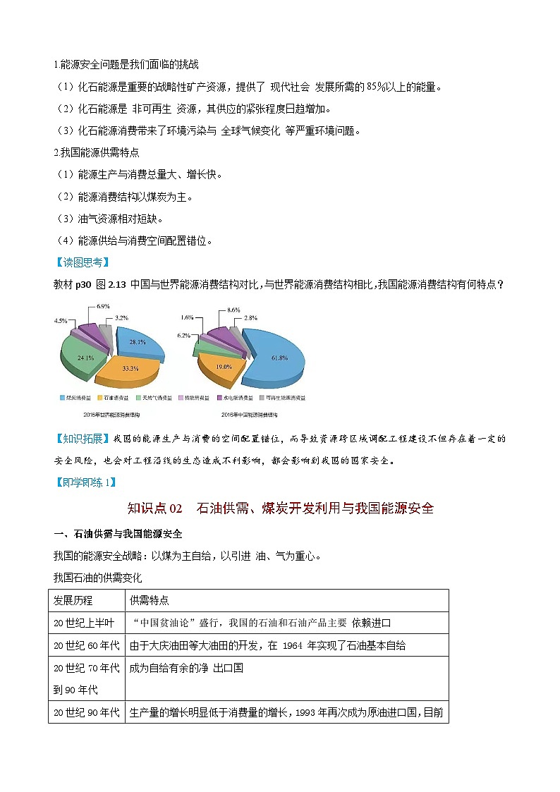 【同步讲义】高中地理（人教版2019）选修第三册--2.2《中国的能源安全》讲义02