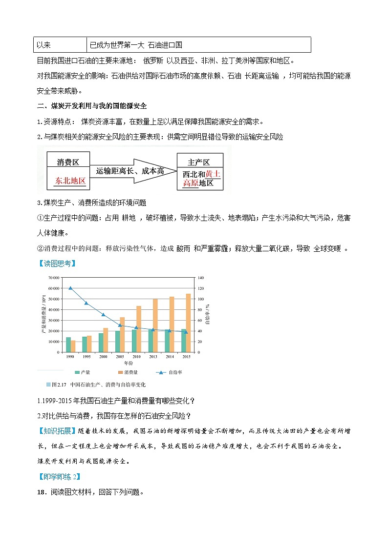 【同步讲义】高中地理（人教版2019）选修第三册--2.2《中国的能源安全》讲义03