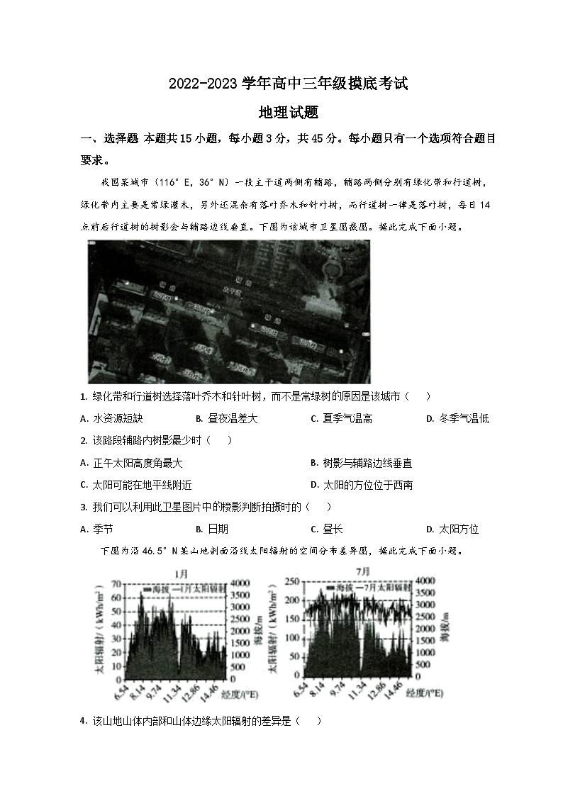 2023济南高三上学期开学检测地理试题含解析01