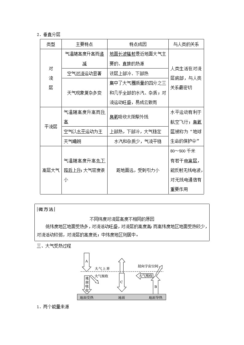 2024版高考地理一轮总复习第2章地球上的大气第1节大气的组成和垂直分层大气受热过程教师用书02