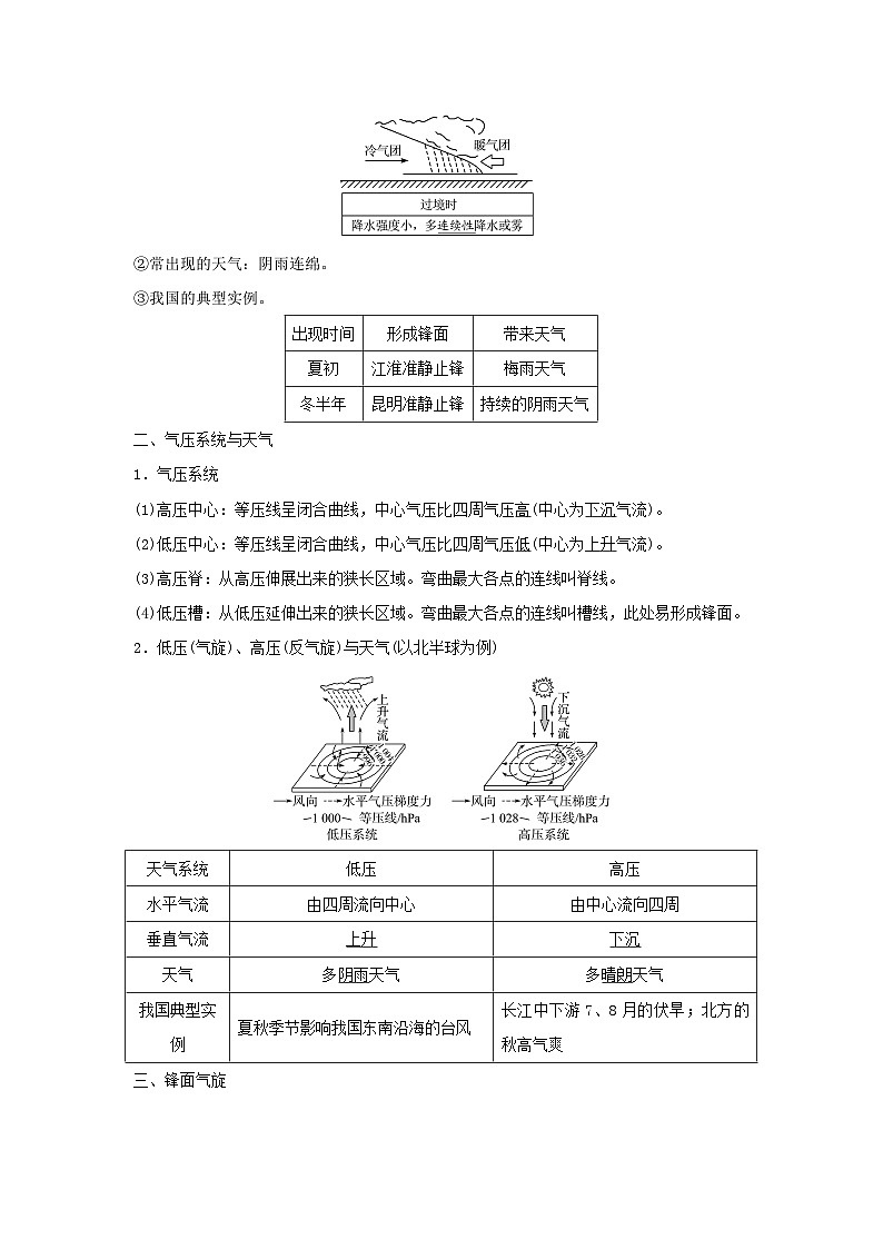 2024版高考地理一轮总复习第2章地球上的大气第3节常见天气系统教师用书第2页