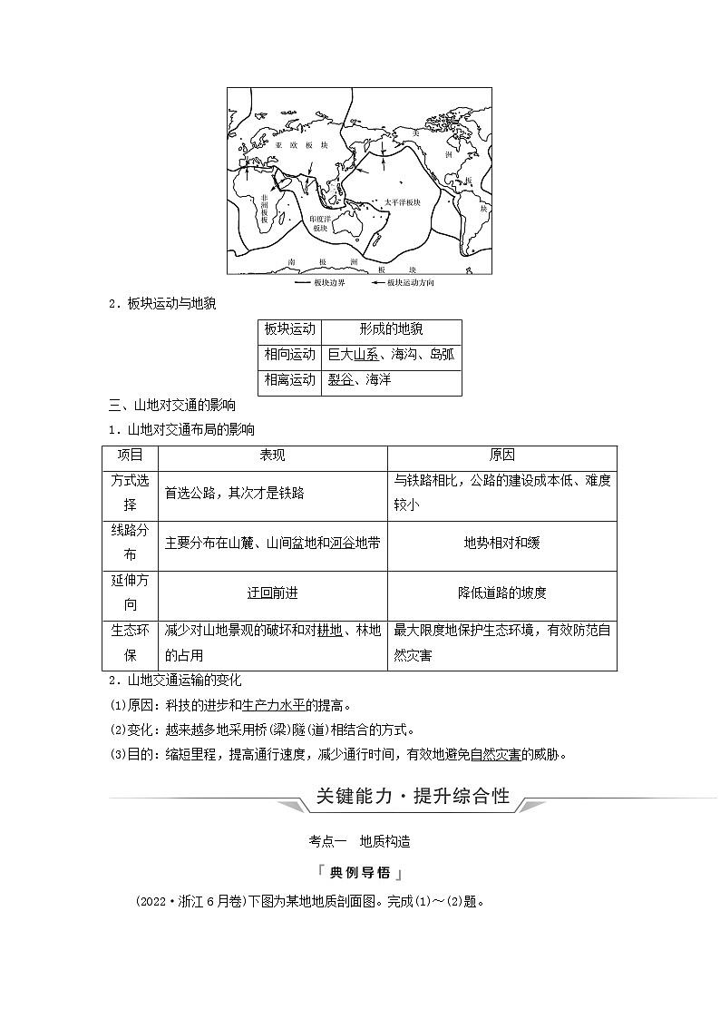 2024版高考地理一轮总复习第4章地表形态的塑造第3节构造地貌的形成教师用书第2页