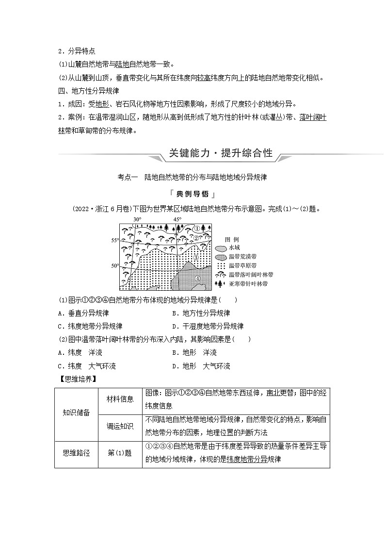 2024版高考地理一轮总复习第5章自然环境的整体性与差异性第3节自然环境的地域差异性教师用书02