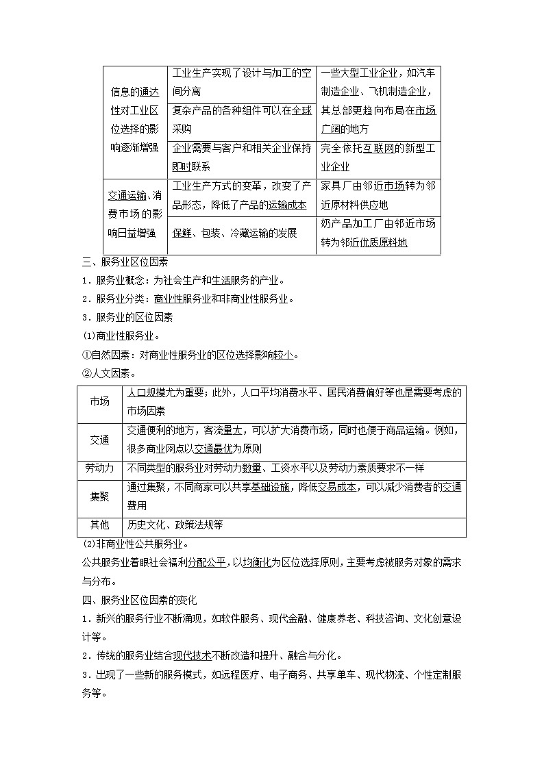 2024版高考地理一轮总复习第9章产业区位因素第2节工业区位因素及其变化服务业区位因素及其变化教师用书03
