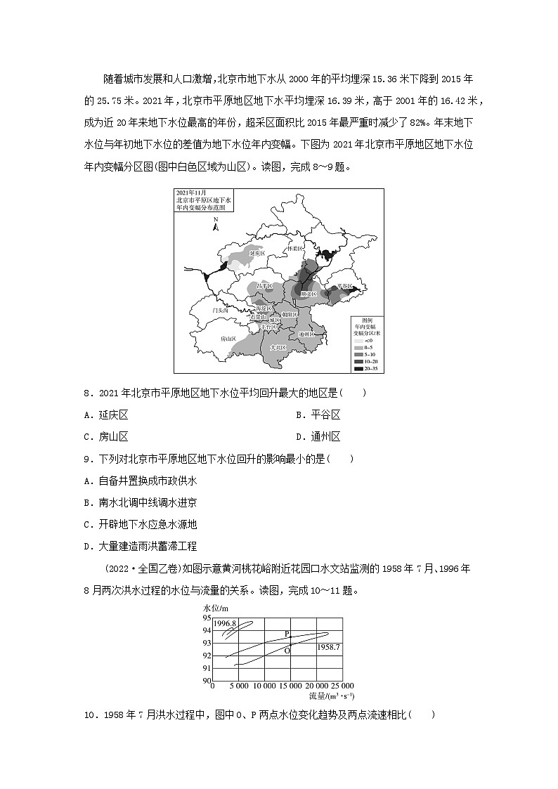 2024版高考地理一轮总复习课时质量评价12水循环陆地水体及其相互关系 试卷03