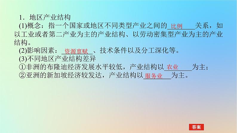 2024版新教材高考地理全程一轮总复习第三部分区域发展第十八章城市产业与区域发展第76课时地区产业结构变化课件新人教版04