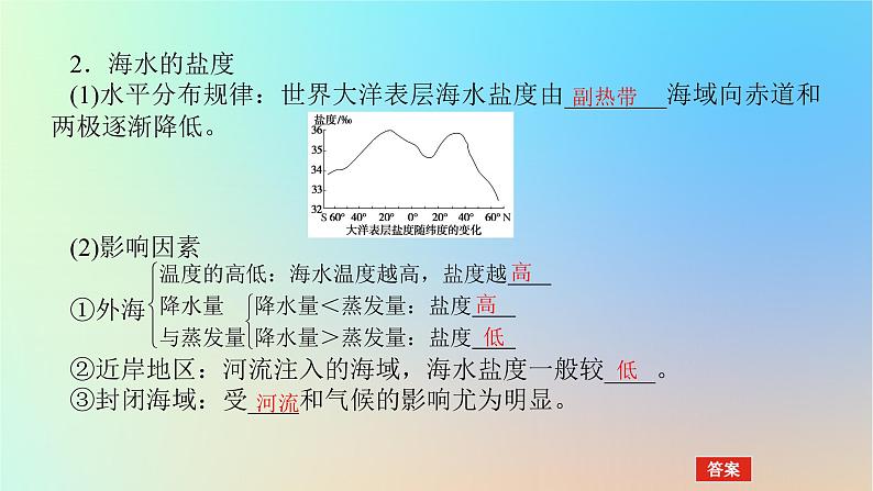 2024版新教材高考地理全程一轮总复习第一部分自然地理第七章地球上的水第27课时海水的性课件新人教版07